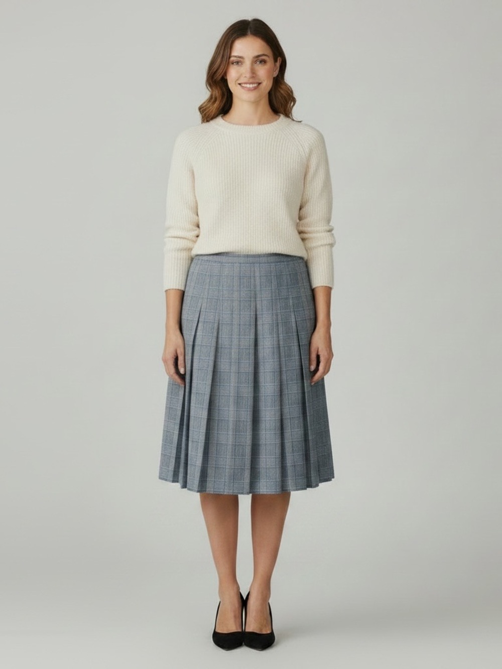 PENDLETON Houndstooth 100% Wool Pleated Skirt Size 10